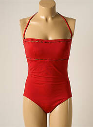 Maillot de bain 1 pièce bretelles élastiquées amovibles haut soutien-gorge avec mousse de rembourrage amovible rouge IODUS femme