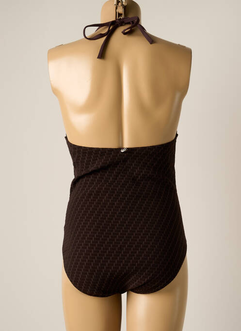 Maillot de bain 1 pièce stretch haut triangles marron IODUS femme