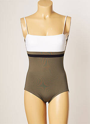 Maillot de bain 1 pièce imprimé fantaisie haut bandeau vert IODUS femme