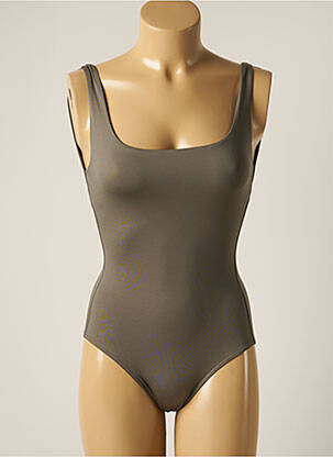 Maillot de bain 1 pièce effet matière satinée vert IODUS femme
