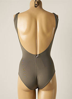 Maillot de bain 1 pièce effet matière satinée vert IODUS femme