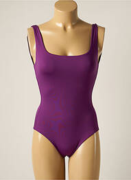 Maillot de bain 1 pièce effet matière satinée violet IODUS femme