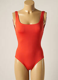 Maillot de bain 1 pièce effet matière satinée orange IODUS femme