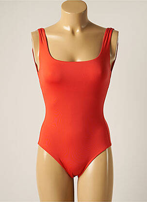 Maillot de bain 1 pièce effet matière satinée orange IODUS femme