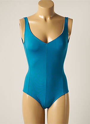 Maillot de bain 1 pièce effet matière satinée bleu IODUS femme