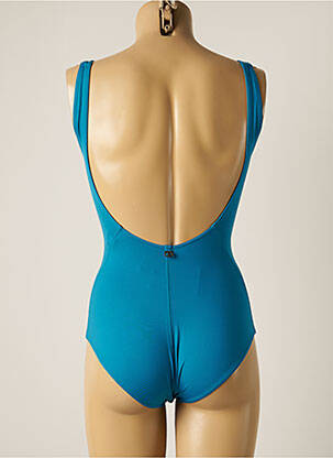 Maillot de bain 1 pièce effet matière satinée bleu IODUS femme
