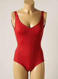 Maillot de bain 1 pièce effet matière satinée rouge IODUS femme