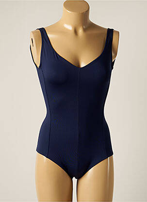Maillot de bain 1 pièce effet matière satinée bleu IODUS femme