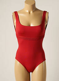 Maillot de bain 1 pièce effet matière satinée rouge IODUS femme