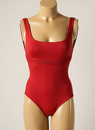 Maillot de bain 1 pièce effet matière satinée rouge IODUS femme