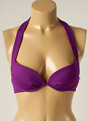 Haut de maillot de bain fermeture liens à nouer haut bandeau violet IODUS femme