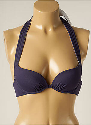 Haut de maillot de bain fermeture liens à nouer haut bandeau bleu IODUS femme