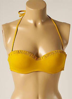 Haut de maillot de bain fermeture liens à nouer haut soutien-gorge balconnet jaune IODUS femme