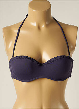 Haut de maillot de bain fermeture liens à nouer haut soutien-gorge balconnet bleu IODUS femme