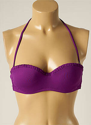 Haut de maillot de bain fermeture liens à nouer haut soutien-gorge balconnet violet IODUS femme