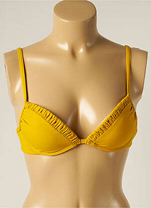 Haut de maillot de bain fermeture liens à nouer haut soutien-gorge balconnet jaune IODUS femme