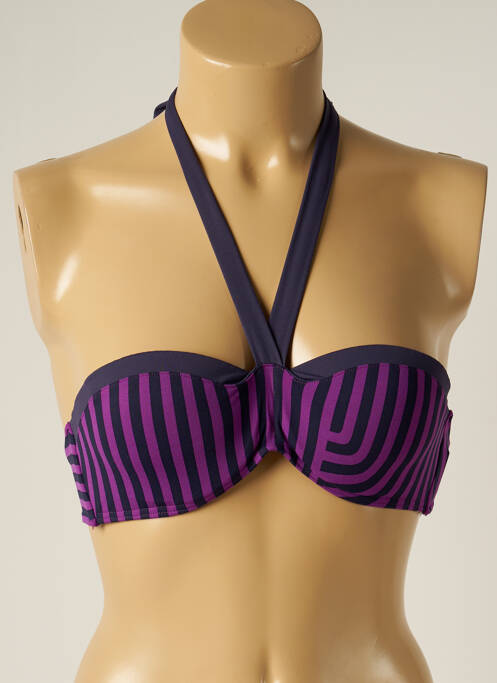Haut de maillot de bain fermeture liens à nouer haut soutien-gorge balconnet violet IODUS femme