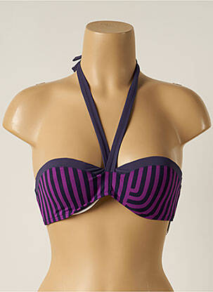 Haut de maillot de bain fermeture liens à nouer haut soutien-gorge emboitant violet IODUS femme