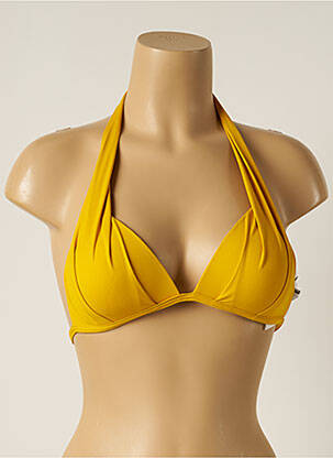 Haut de maillot de bain fermeture liens à nouer haut triangles jaune IODUS femme