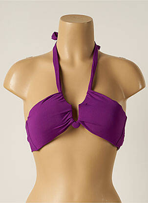 Haut de maillot de bain fermeture liens à nouer haut soutien-gorge avec mousse de rembourrage amovible violet IODUS femme