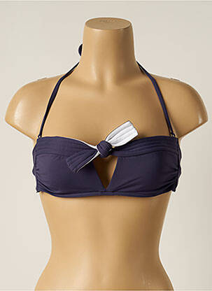 Haut de maillot de bain fermeture liens à nouer haut bandeau bleu IODUS femme