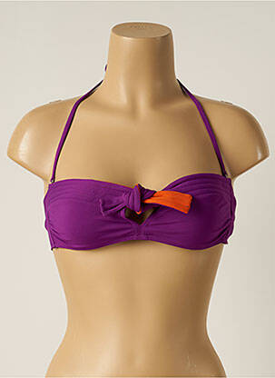 Haut de maillot de bain fermeture liens à nouer haut bandeau violet IODUS femme