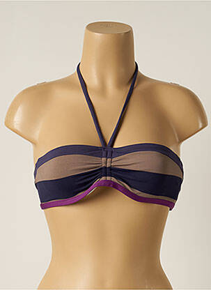 Haut de maillot de bain fermeture liens à nouer haut bandeau bleu IODUS femme