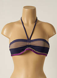 Haut de maillot de bain fermeture liens à nouer haut bandeau bleu IODUS femme