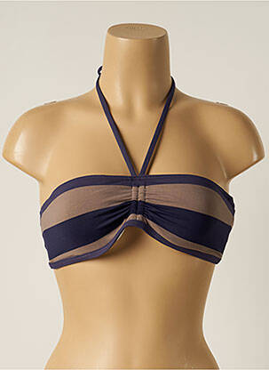 Haut de maillot de bain fermeture liens à nouer haut bandeau bleu IODUS femme