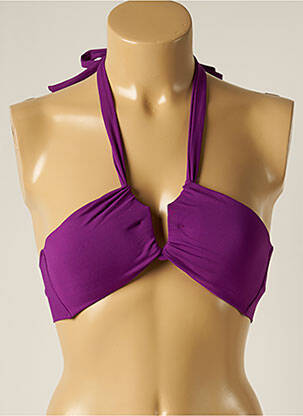 Haut de maillot de bain fermeture liens à nouer haut bandeau violet IODUS femme