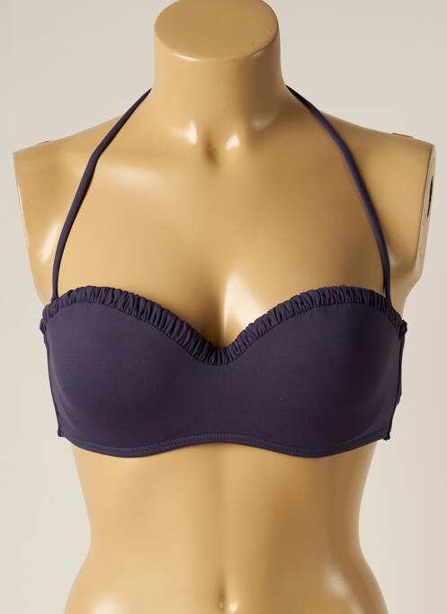 Haut de maillot de bain fermeture liens à nouer haut soutien-gorge moulé bleu IODUS femme