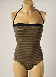 Maillot de bain 1 pièce bretelles élastiquées amovibles marron IODUS femme