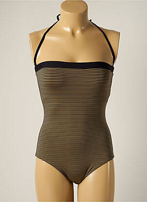 Maillot de bain 1 pièce bretelles élastiquées amovibles marron IODUS femme