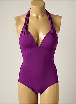 Maillot de bain 1 pièce stretch haut triangles violet IODUS femme