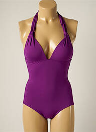 Maillot de bain 1 pièce stretch haut triangles violet IODUS femme