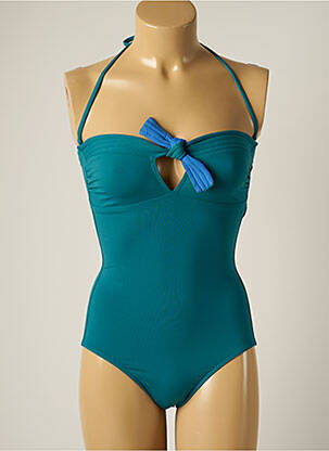 Maillot de bain 1 pièce bretelles élastiquées amovibles haut bandeau bleu IODUS femme