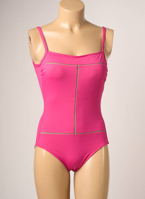 Maillot de bain 1 pièce effet matière satinée haut soutien-gorge moulé rose IODUS femme