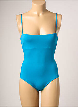 Maillot de bain 1 pièce effet matière satinée bleu IODUS femme