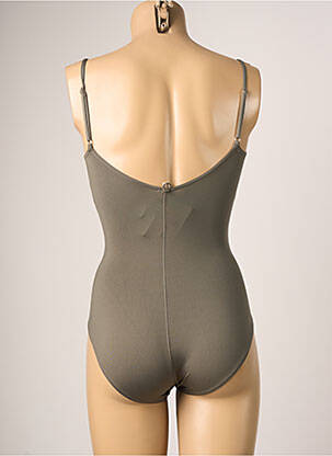 Maillot de bain 1 pièce effet matière satinée vert IODUS femme