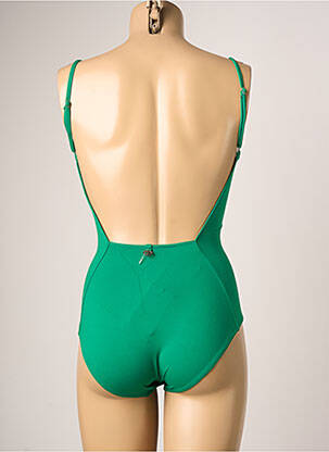 Maillot de bain 1 pièce effet matière satinée vert IODUS femme