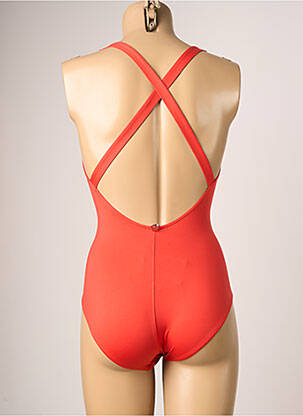 Maillot de bain 1 pièce effet matière satinée haut soutien-gorge balconnet orange IODUS femme