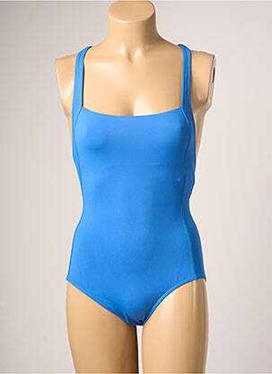 Maillot de bain 1 pièce effet matière satinée haut soutien-gorge balconnet bleu IODUS femme