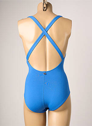 Maillot de bain 1 pièce effet matière satinée haut soutien-gorge balconnet bleu IODUS femme