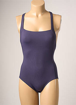 Maillot de bain 1 pièce effet matière satinée haut soutien-gorge balconnet violet IODUS femme