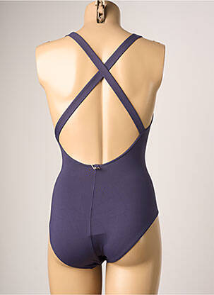 Maillot de bain 1 pièce effet matière satinée haut soutien-gorge balconnet violet IODUS femme