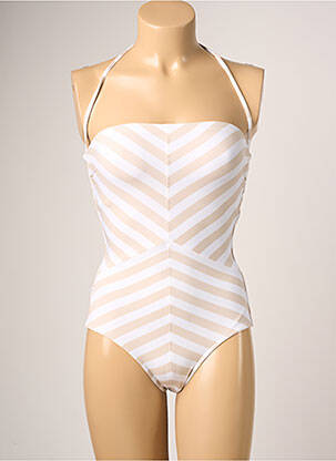 Maillot de bain 1 pièce bretelles élastiquées amovibles haut bandeau beige IODUS femme
