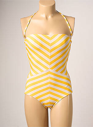 Maillot de bain 1 pièce bretelles élastiquées amovibles haut bandeau jaune IODUS femme