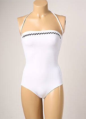 Maillot de bain 1 pièce bretelles élastiquées amovibles haut bandeau blanc IODUS femme