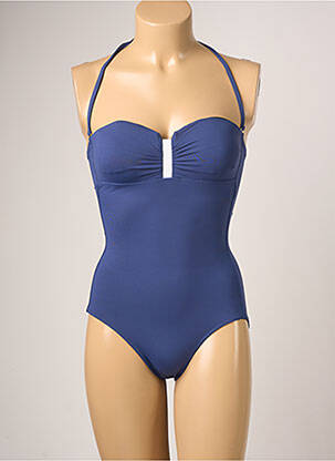 Maillot de bain 1 pièce bretelles élastiquées amovibles haut soutien-gorge avec mousse de rembourrage amovible bleu IODUS femme