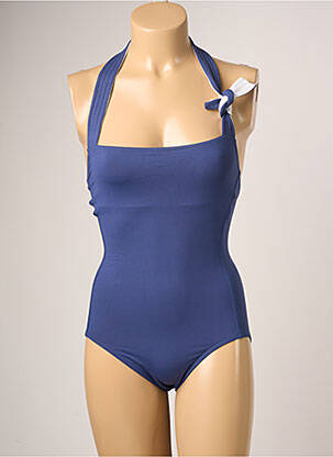 Maillot de bain 1 pièce effet matière satinée bleu IODUS femme